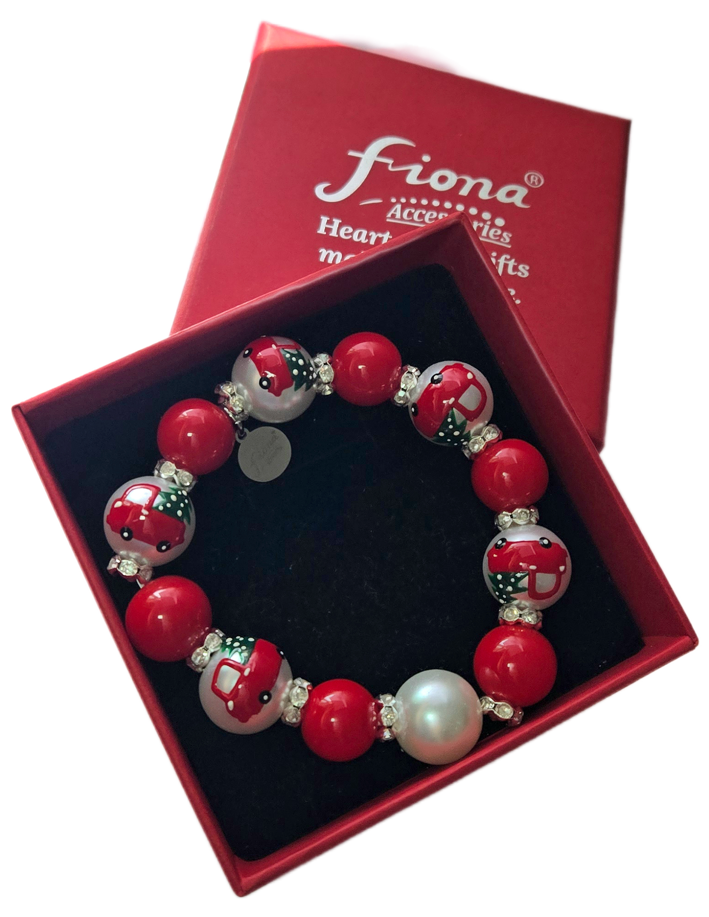 Fiona Accessories - Christmas Beaded Stretch Bracelet Holiday Gifts: Red Nutcracker