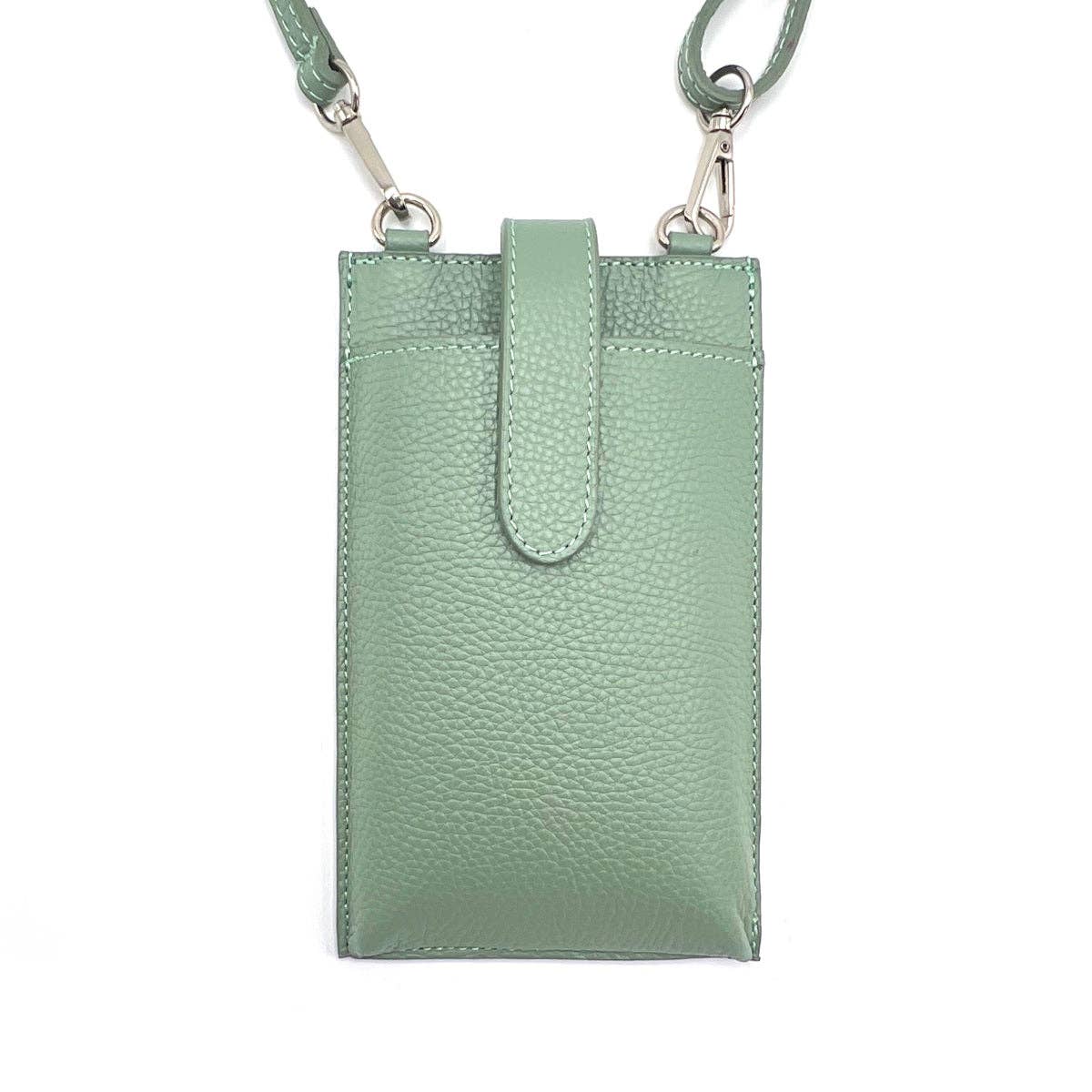 Suie Valentini srl - Summer genuine leather phone bag, Made in Italy, art. 112560: Beige