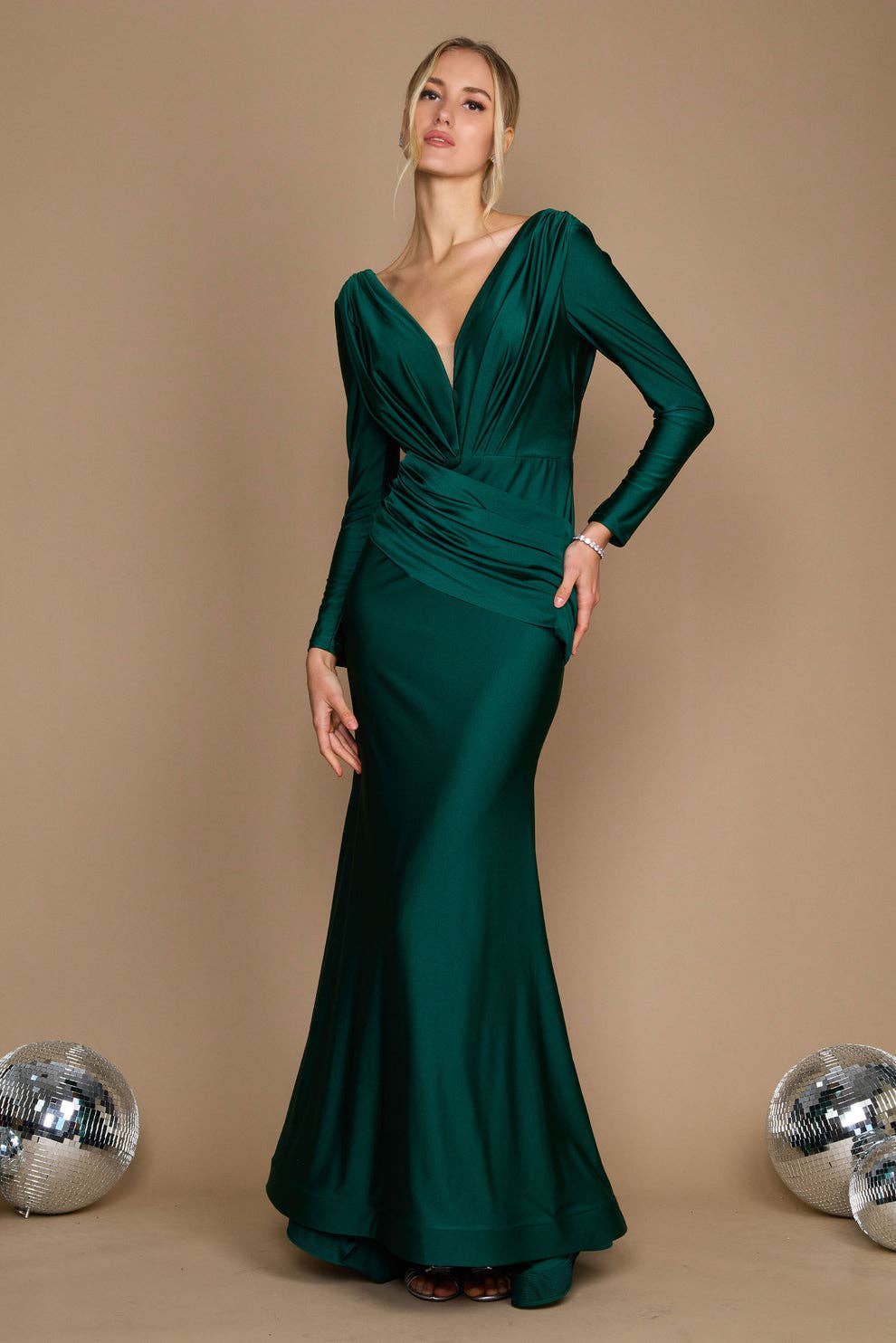 Kos Couture - Long Sleeve Formal Evening Dress  : Royal / 14