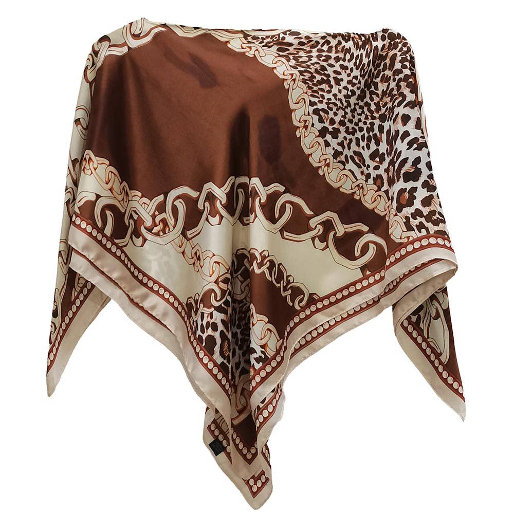 Sensibling Corp. - Leopard Chain Print Scarf Poncho: Red