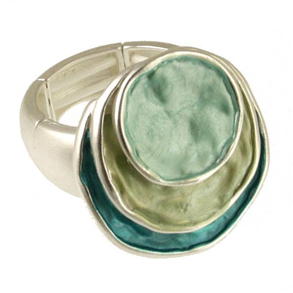 Origin Jewelry - Stretch Ring, Layered Circles, Multiple Colors: Silver Blue