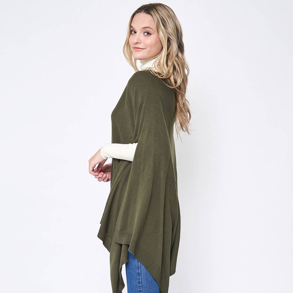 Sensibling Corp. - Solid Scarf Poncho: Olive Green