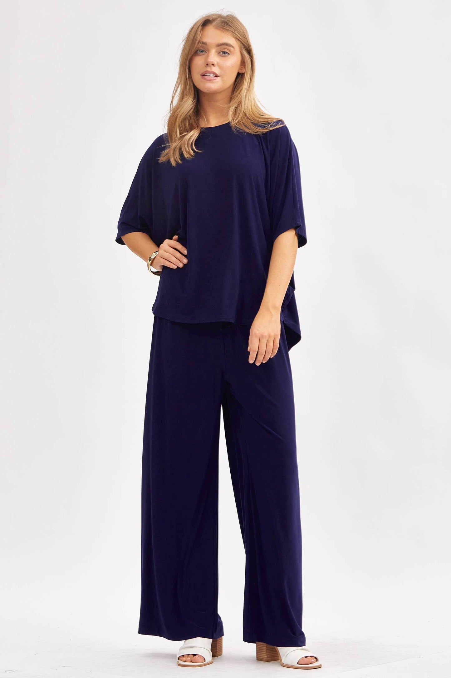 Dear Scarlett - Flowy Top + Wide Leg Set TRVSET-COASTAL: Royal Blue / S