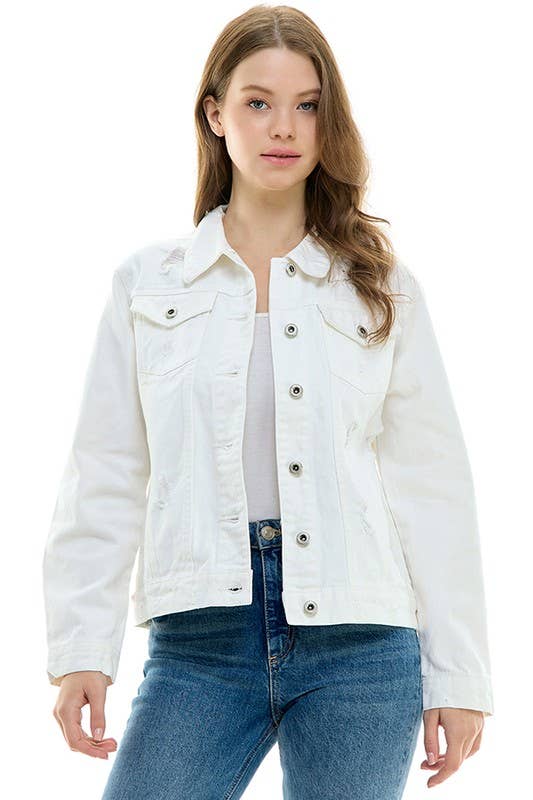 BLUE AGE - LADY CASUAL COTTON DENIM JEAN JACKET (OPEN PACK): Olive / 100% Cotton / S