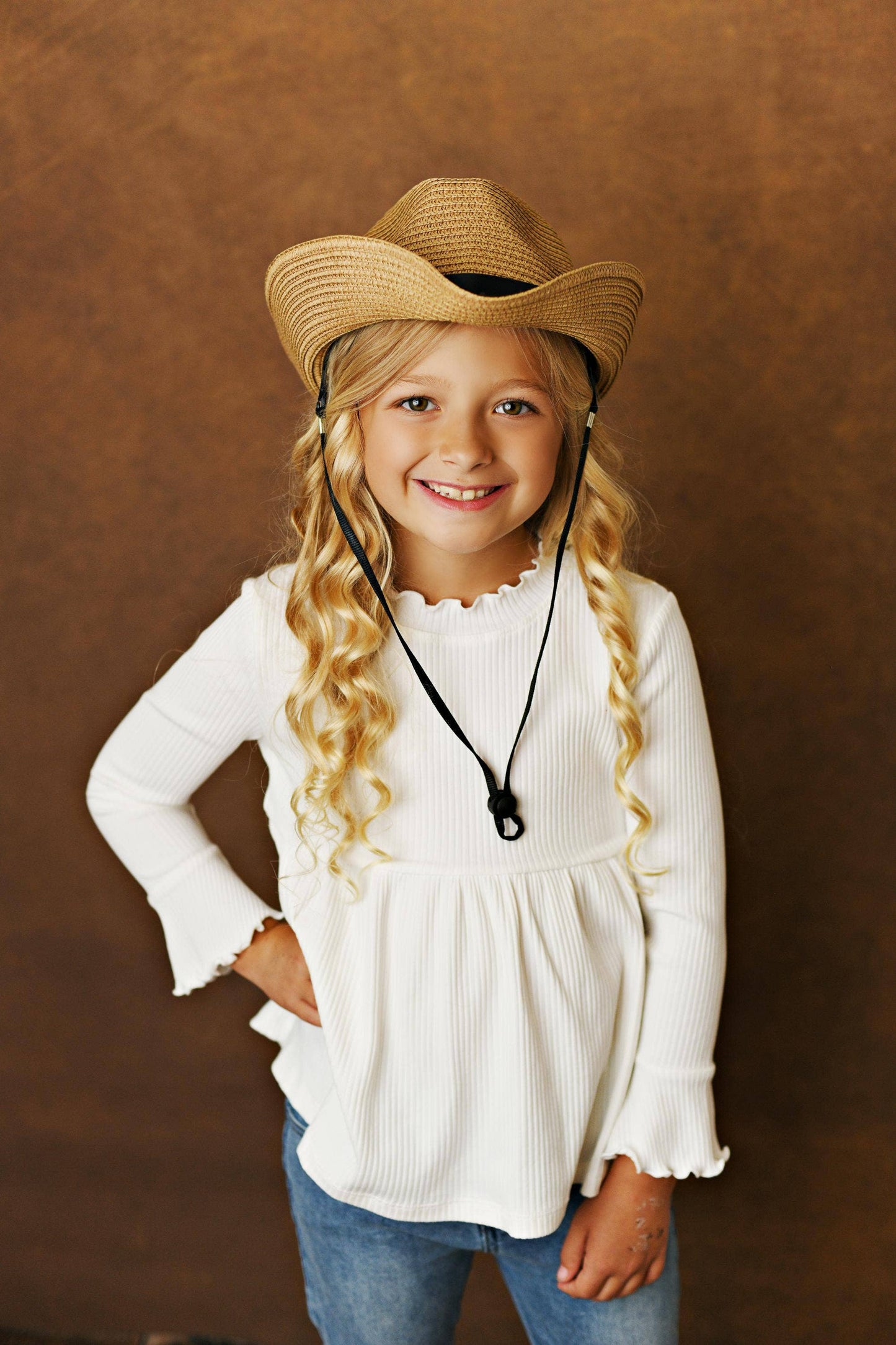 Oopsie Daisy - Kids White Long Sleeve Lettuce Trim Ribbed Fall Winter Shirt: 7/8
