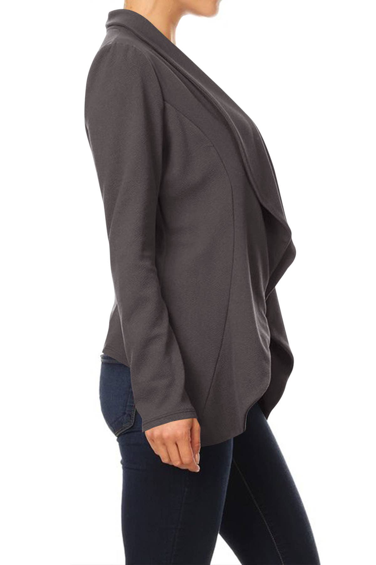 MOA COLLECTION - Women's Casual Office Work Basic Blazer Jacket S-3XL: Burgundy / Small