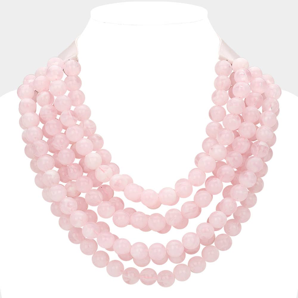 Sensibling Corp. - Chunky Acrylic Bead Layered Faux Leather Magnetic Necklace: Green