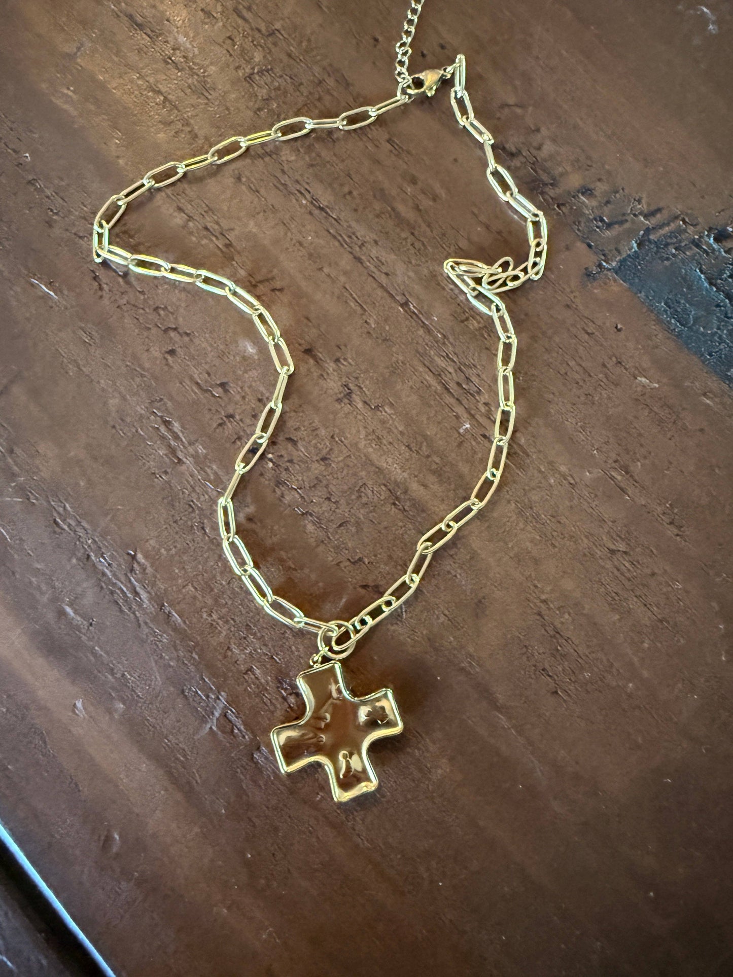The Right Side Jewelry - Chunky Hammered Waterproof Cross