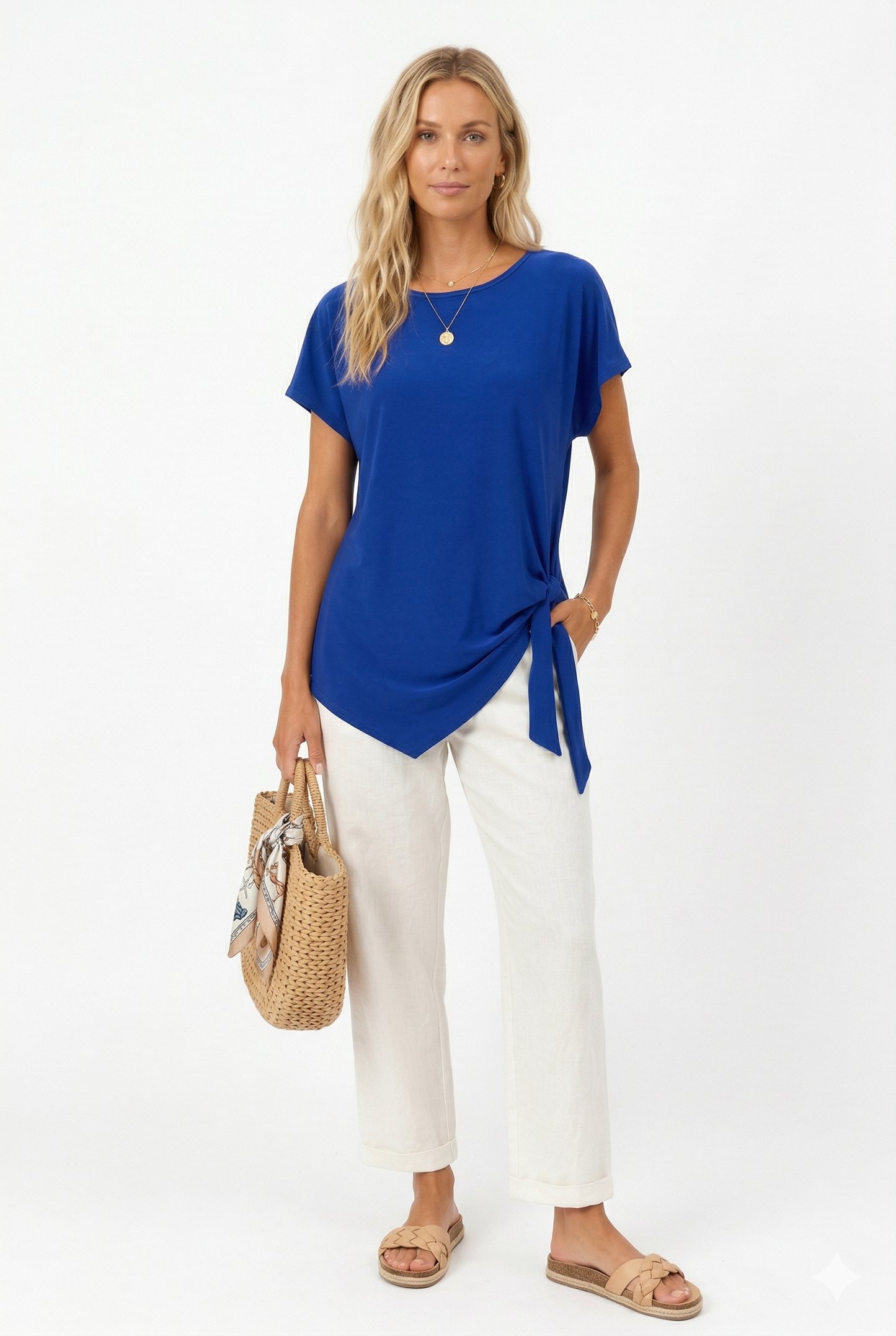 Jostar - HIT Dolman Sleeve Tie Side Tunic-3124HT-SRS1: Blush / XL