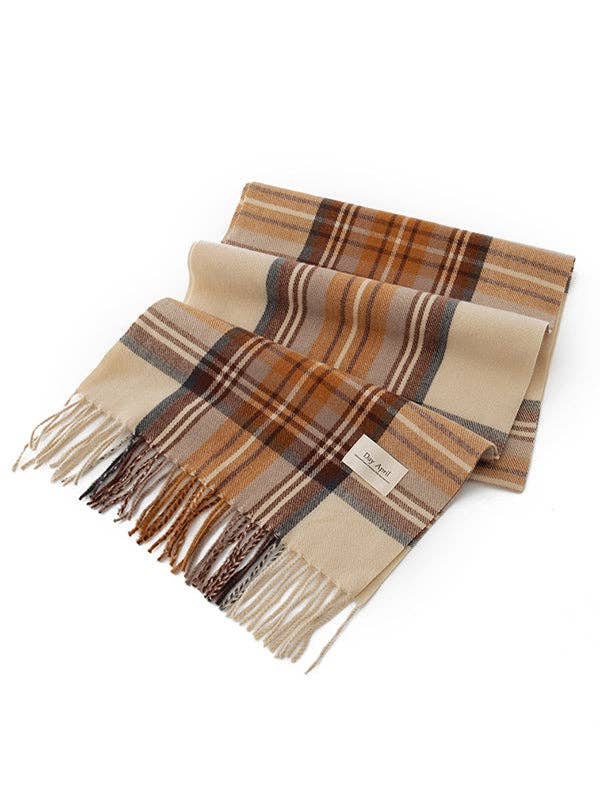 UZ Wholesale Store - Keep Warm Plaid Tasseled Shawl&Scarf: BLUE / One_size