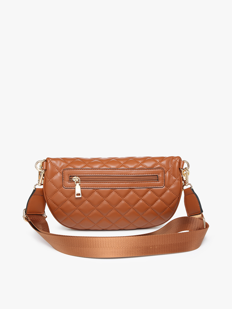 M2402 Sylvie Quilted Belt Bag w/ Chain Strap: Blue/Grey