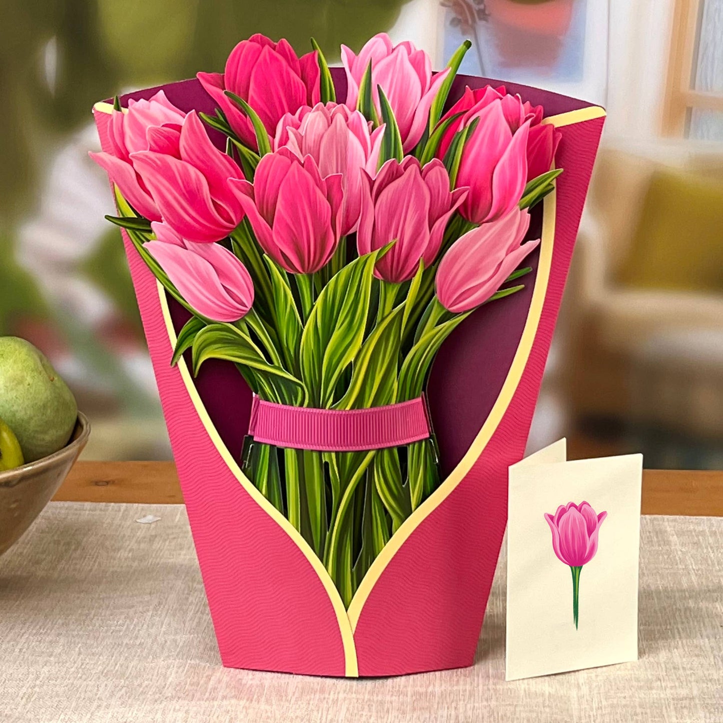 FreshCut Paper LLC - Pink Tulips (8 Pop-up Greeting Cards)