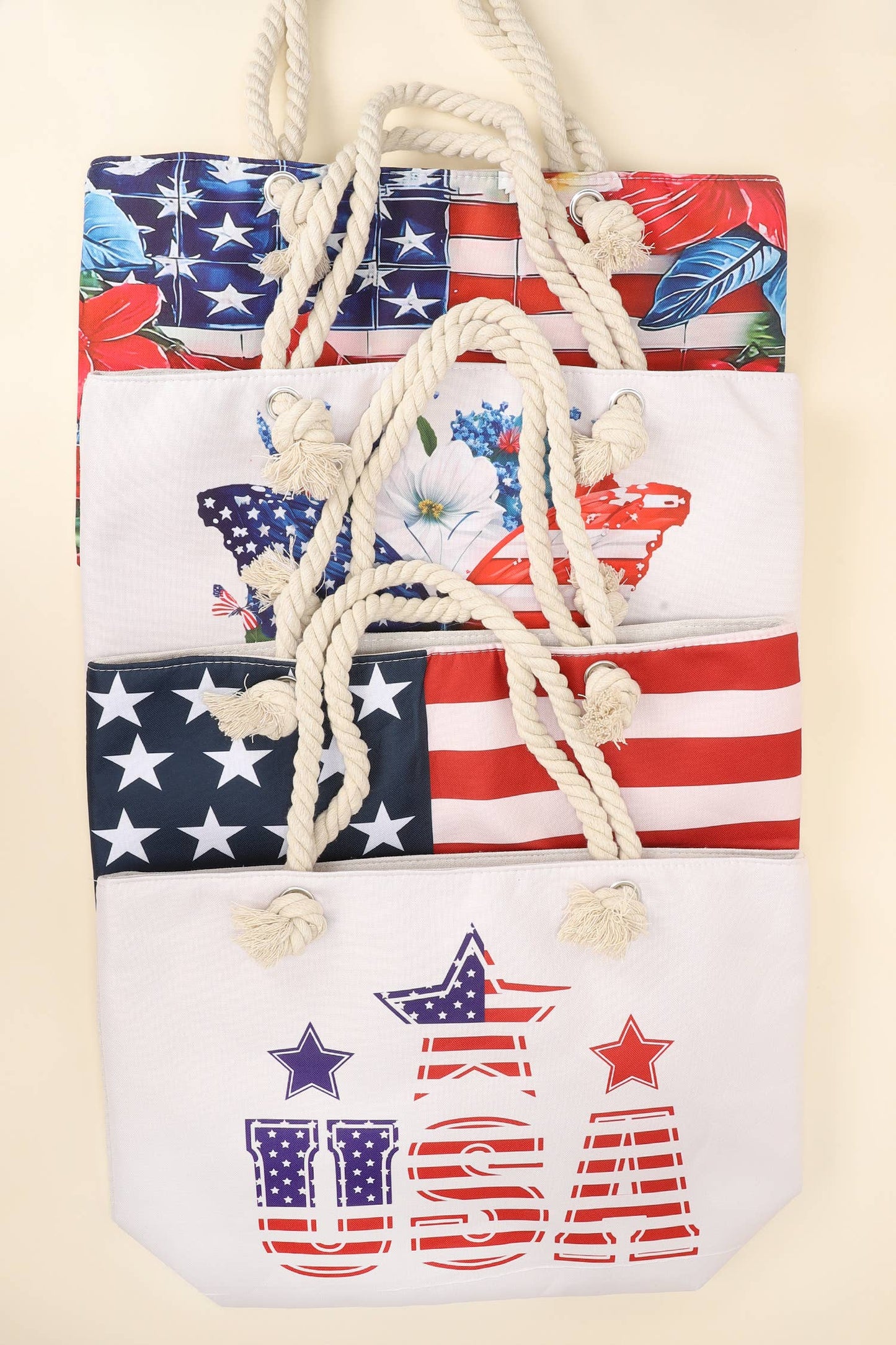 SP Sophia Collection - American Flag Themed Canvas Tote Bag : Flag