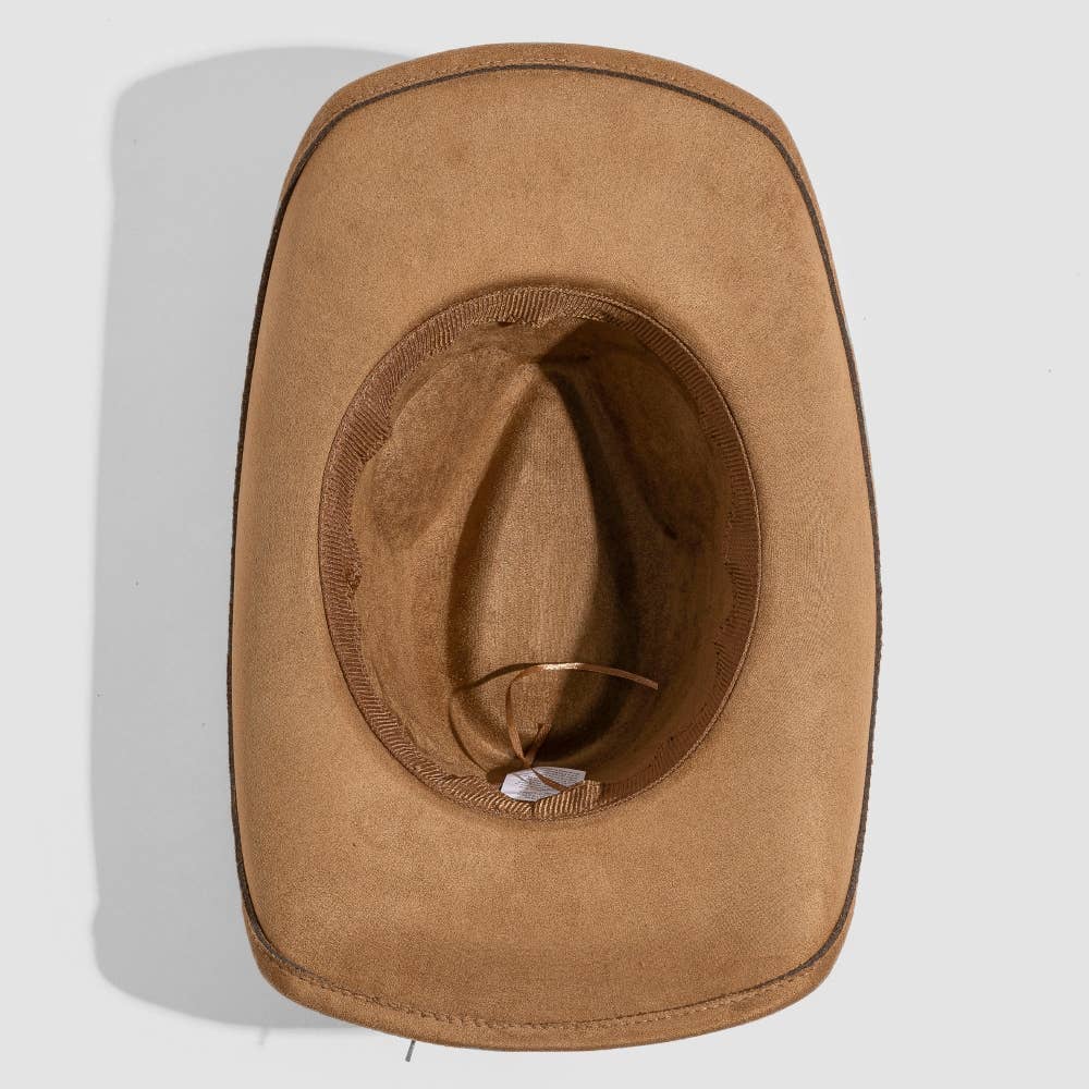 Collections by Fame Accessories - Layered Western Bull Head Strap Cowboy Hat: DBR
