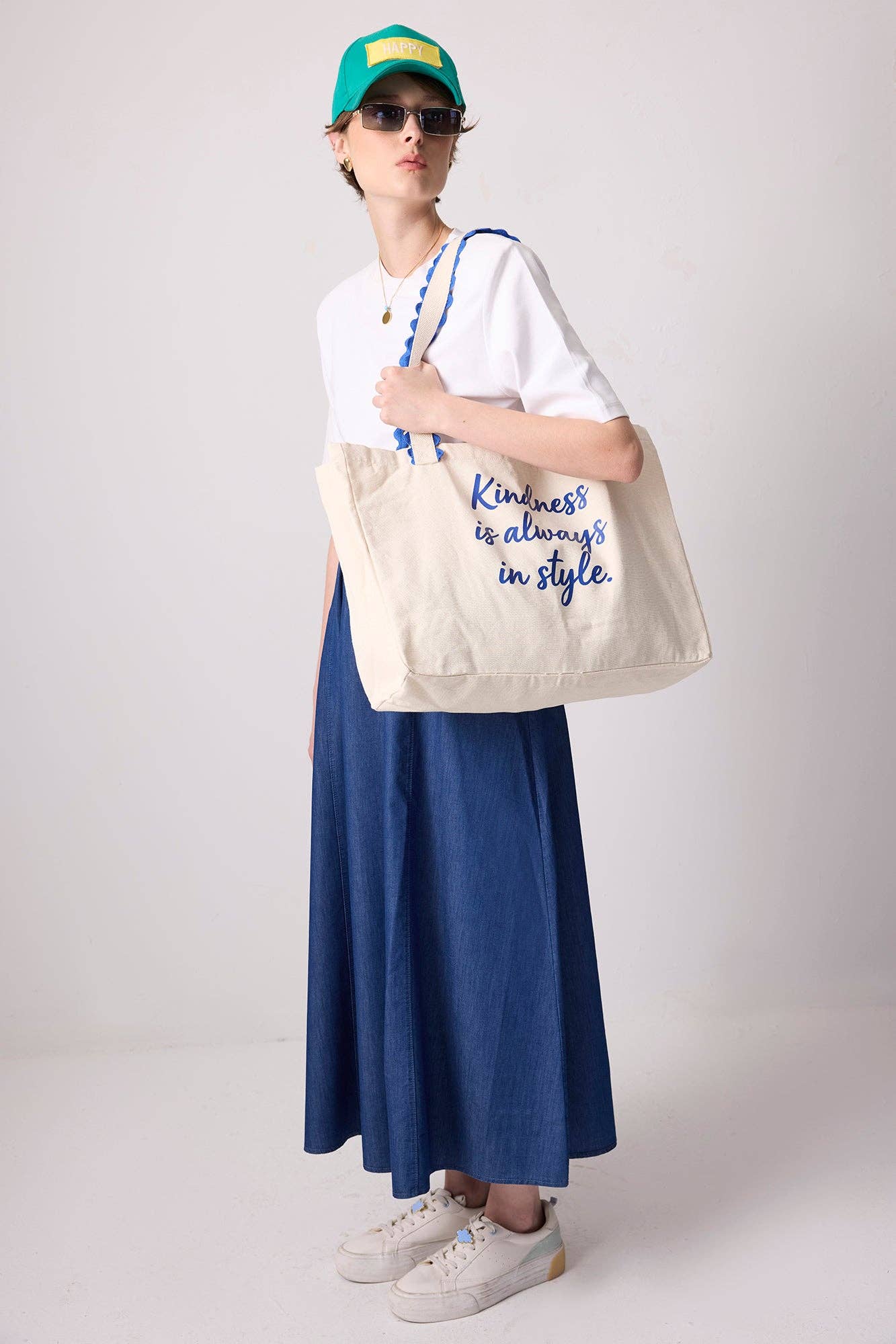 Touché Privé - ELASTIC WAIST DENIM-LOOK MAXI SKIRT