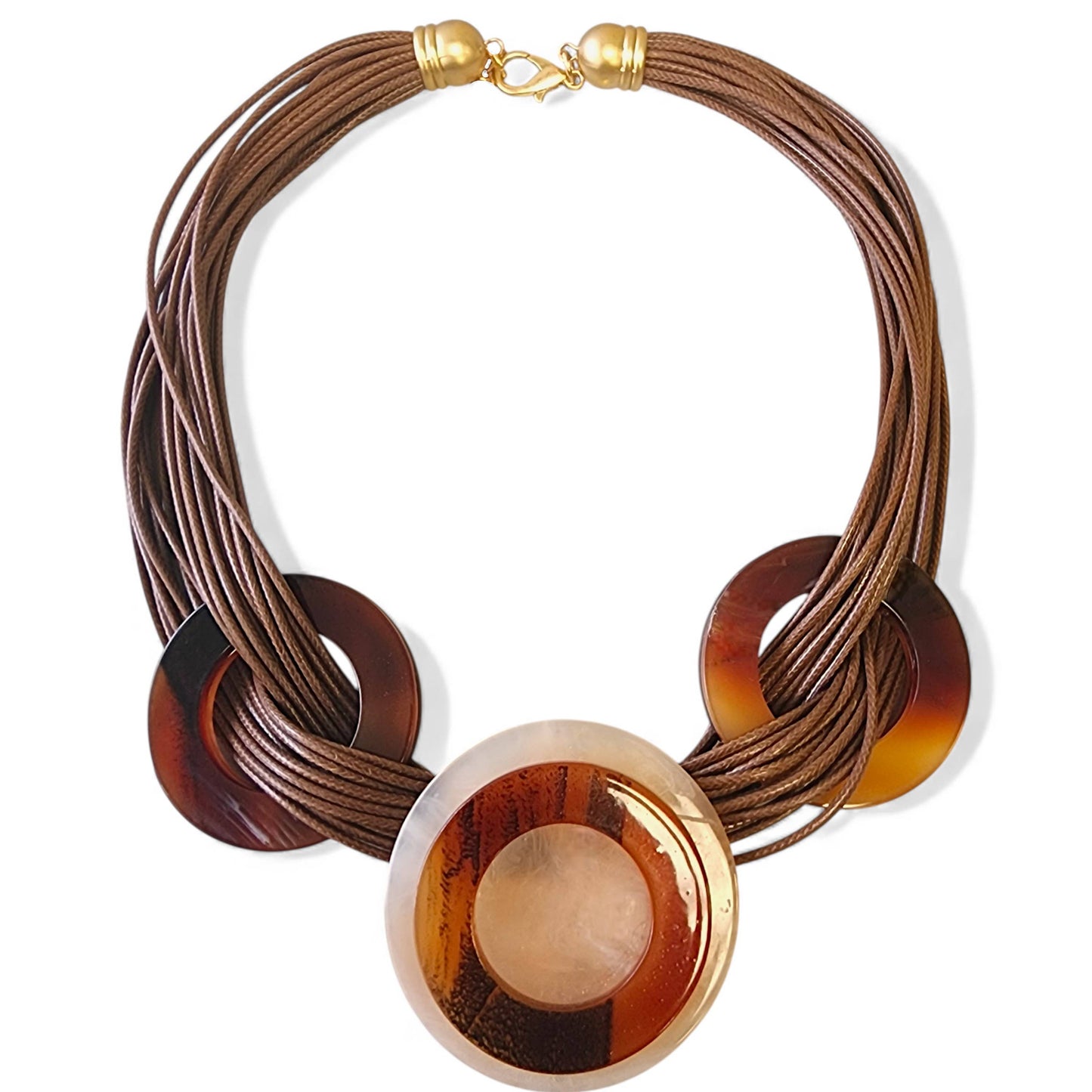 Bijoux Envie Statement Jewelry - Leather Tortoise Shell Necklace | Handmade Statement Jewelry
