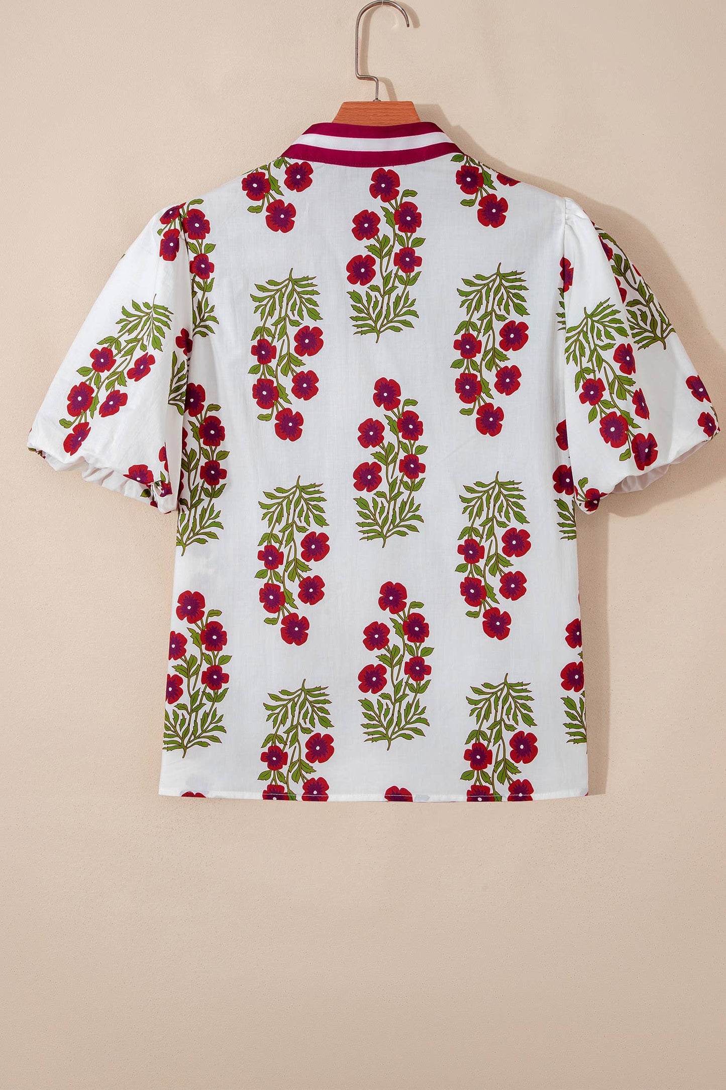 66DISCO - Floral Short Bubble Sleeve Contrast Plus Size Top (S-4X): Black / 3X