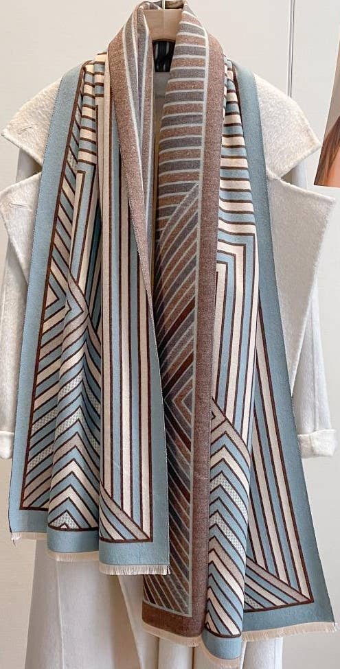 Winding River - Lt, Blue Corner Reversible Wrap – Artisan Shawl