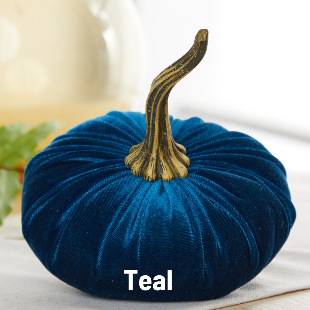 Your Heart's Content - Pumpkin Large Velvet, Fall Decor, Shelf Sitter, Tablescape: Gold