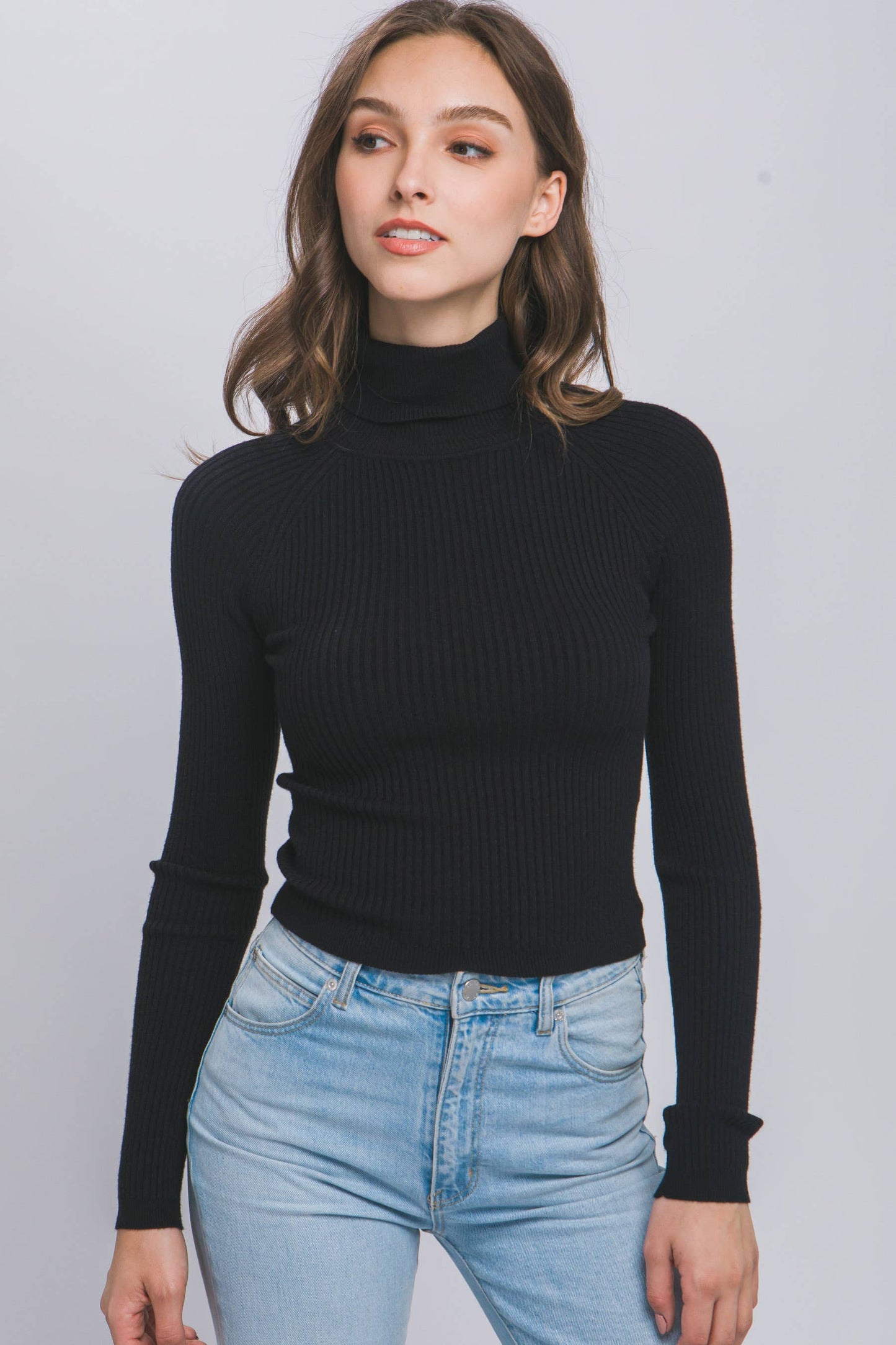 42POPS - 'Ribbed Turtle neck Top As shown: OCEAN BLUE-158159 / L