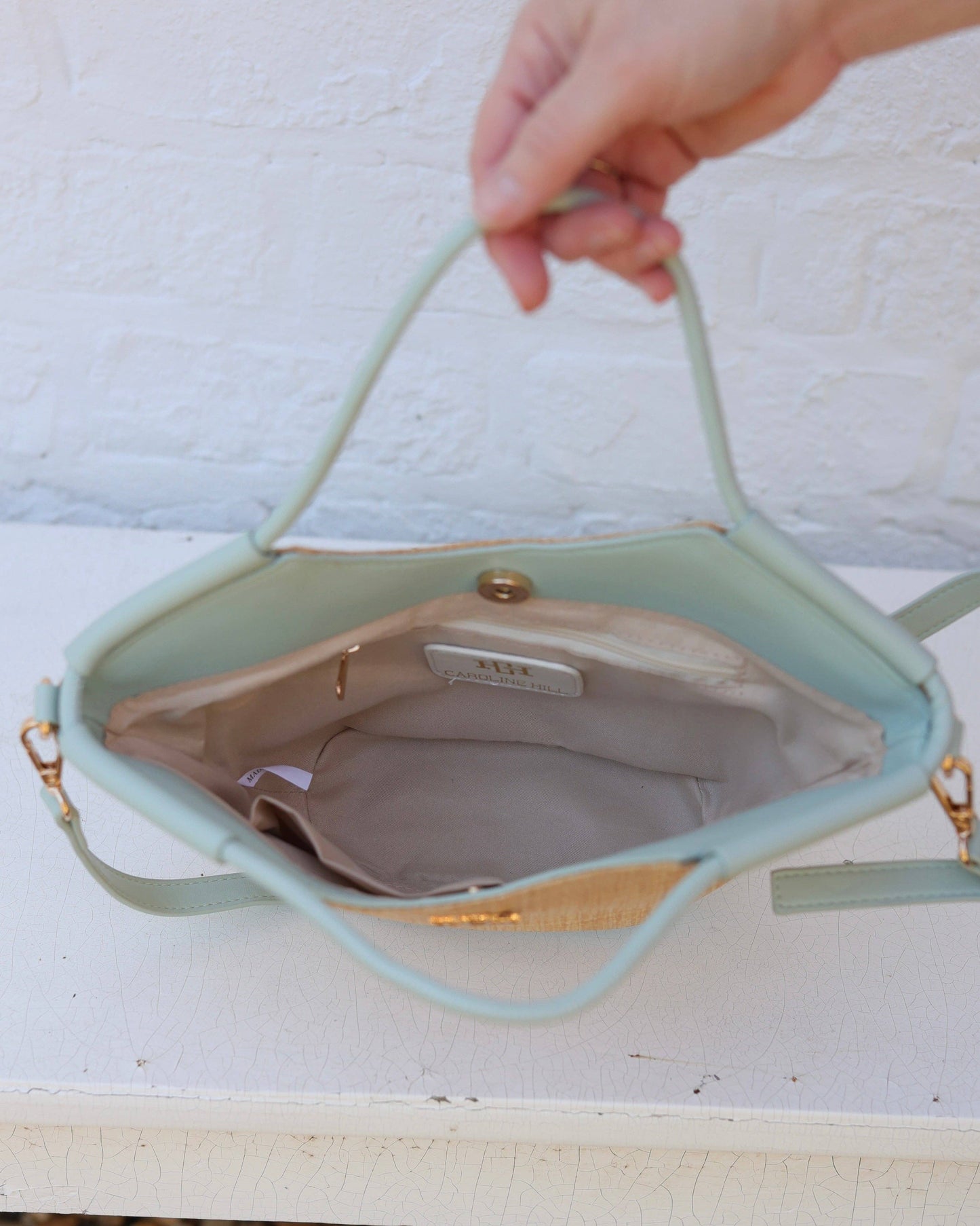 Caroline Hill - Leland Mini Tote Natural Mint