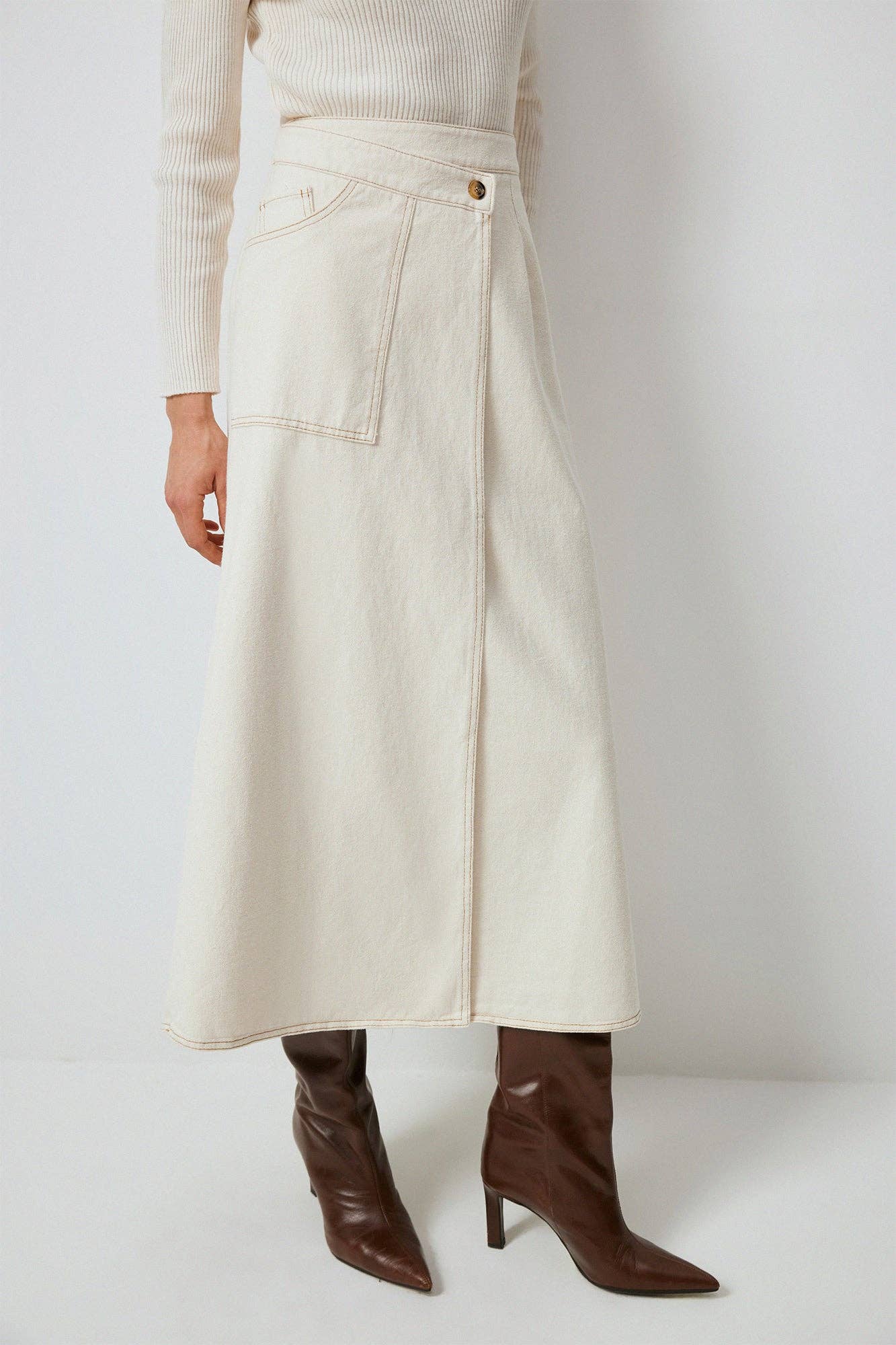 Touché Privé - DOUBLE BREASTED NATURAL DENIM SKIRT