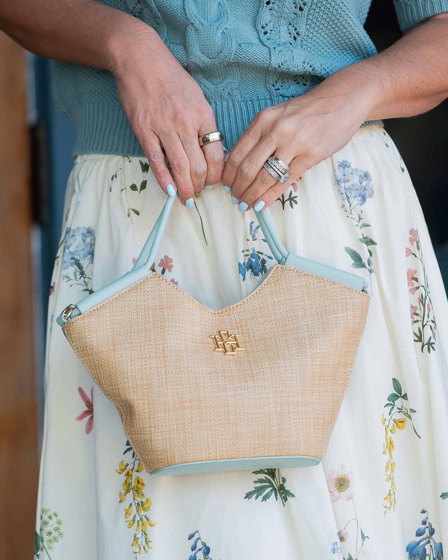 Caroline Hill - Leland Mini Tote Natural Mint