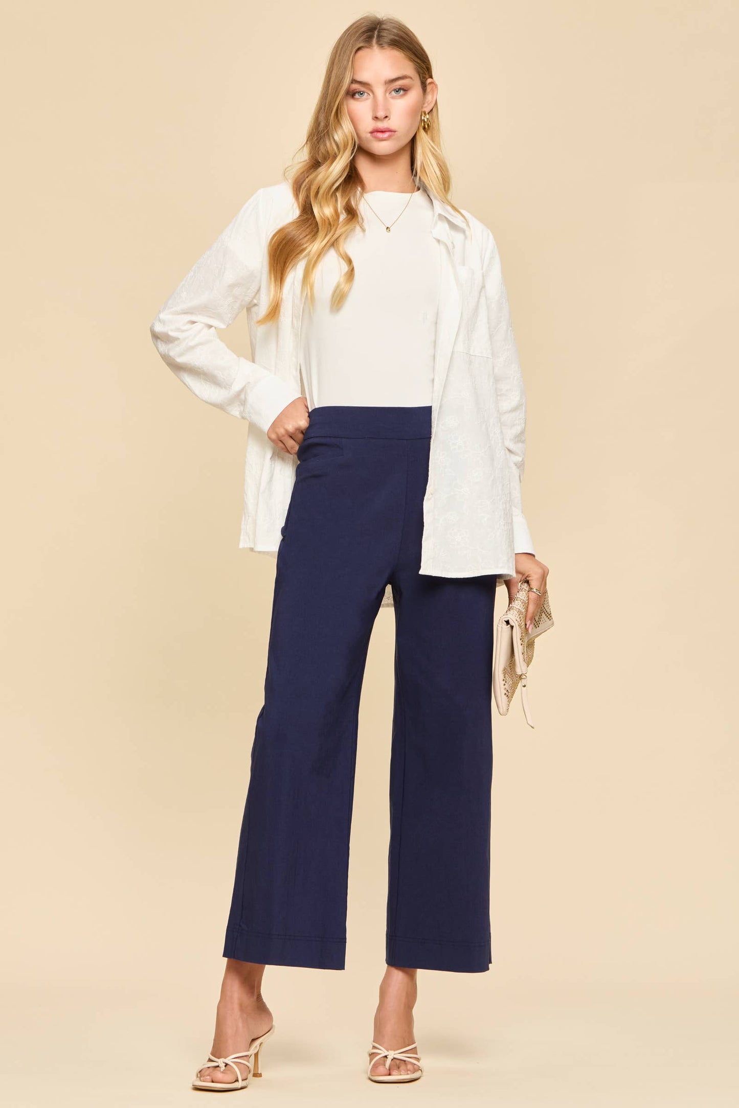 Dear Scarlett - Everyday Only Pair Wide Leg Pants: OFF WHITE