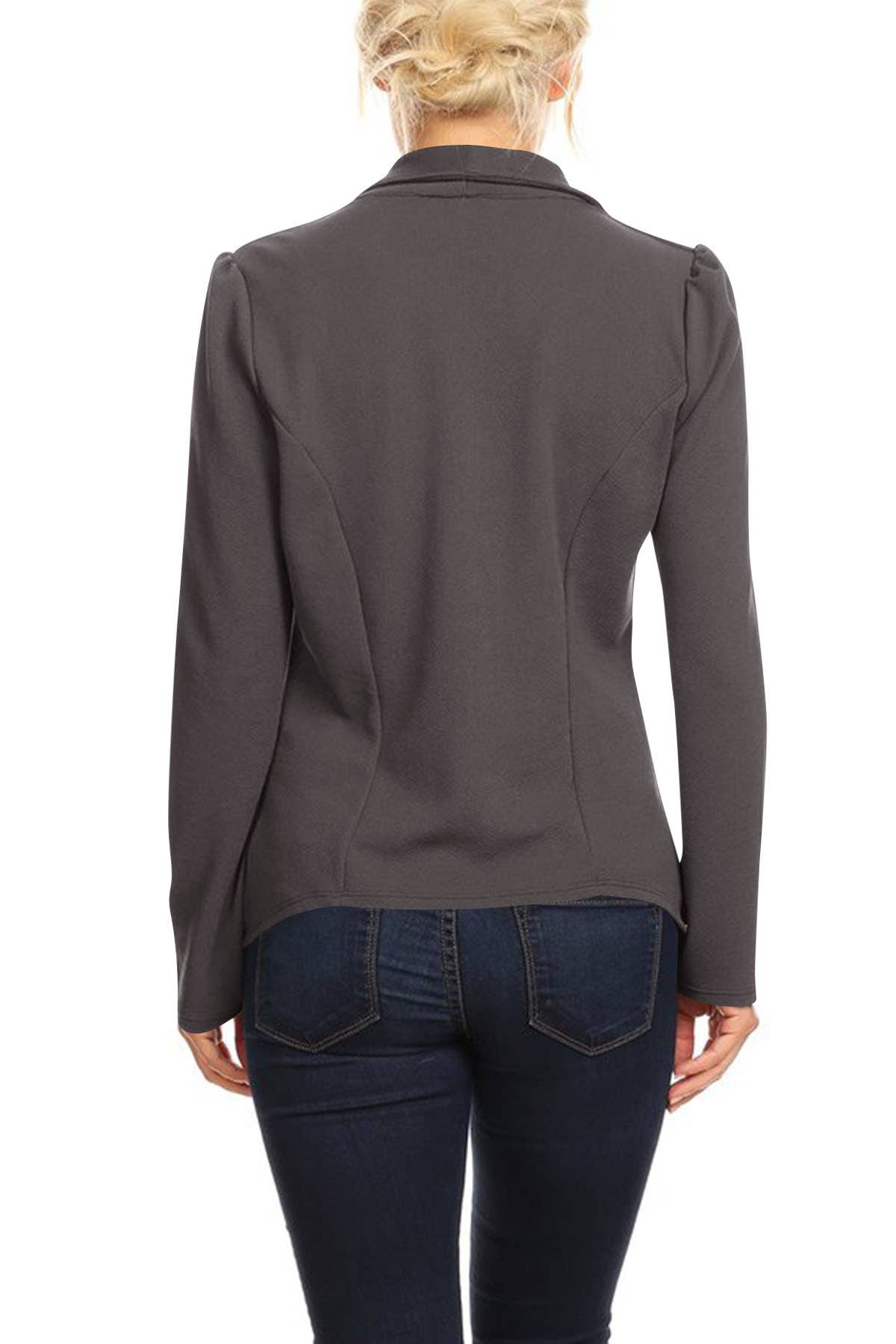 MOA COLLECTION - Women's Casual Office Work Basic Blazer Jacket S-3XL: Burgundy / X-Large