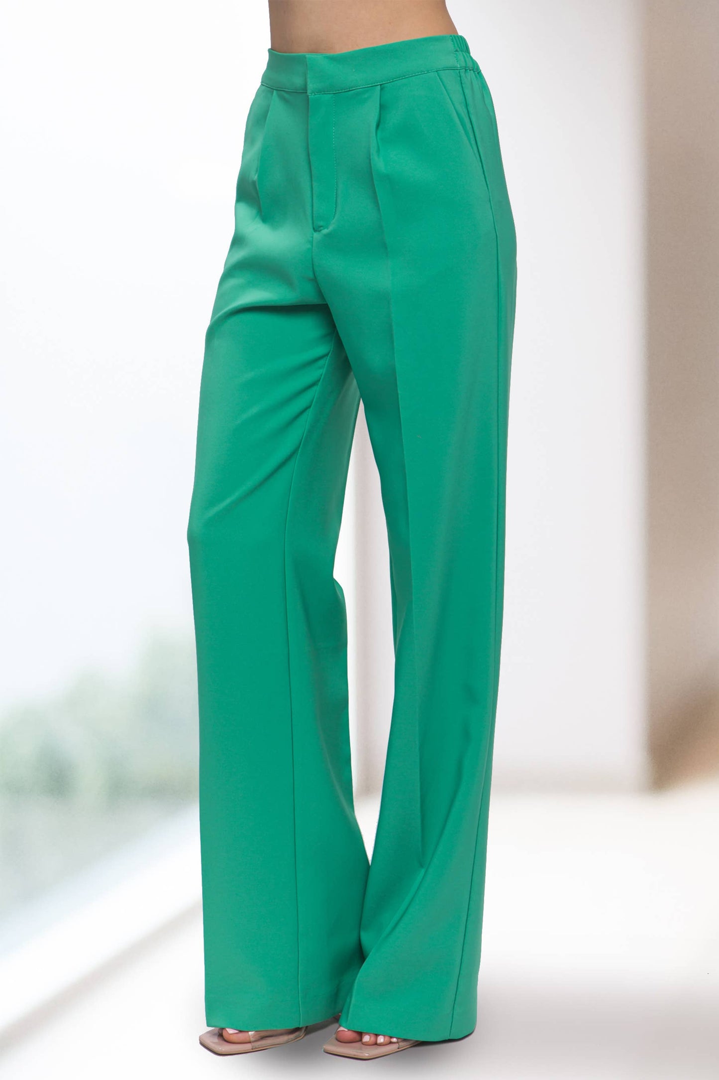 42POPS - ",...SI-25289 Regular-Fit Dress Pants w/ Elastic Back: Black-159548 / L