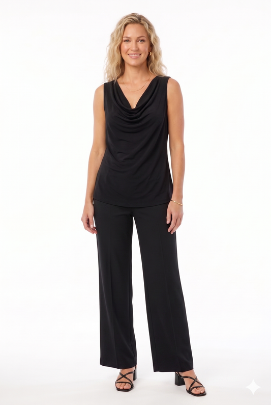 Jostar - BNS Cowl Neck Top-2069BN-TRS1: Black