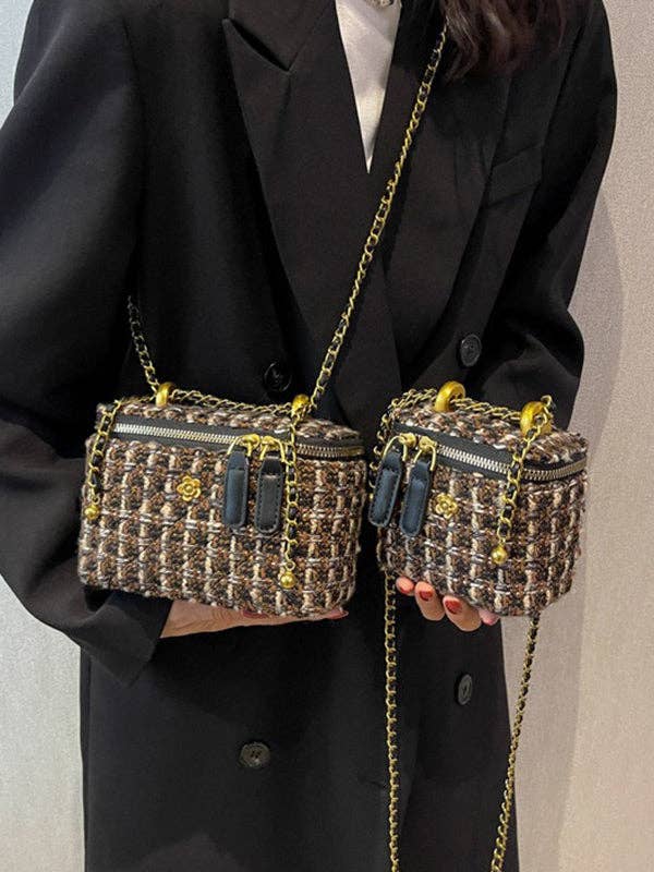 UZ Wholesale Pink Boucle' Rectangle Crossbody with Chain Strap