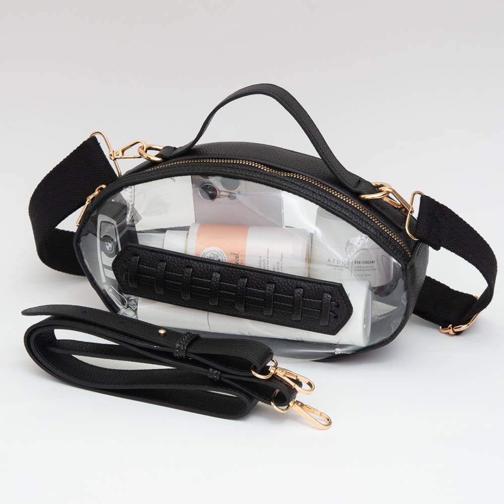 Sensibling Corp. - Football Shaped Transparent Crossbody Bag
: Brown