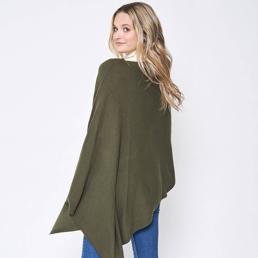 Sensibling Corp. - Solid Scarf Poncho: Olive Green