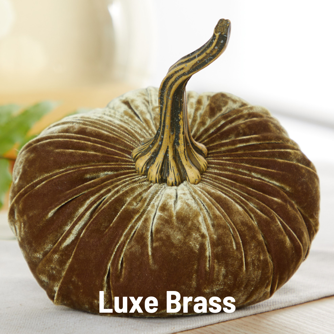Your Heart's Content - Pumpkin Large Velvet, Fall Decor, Shelf Sitter, Tablescape: Gold