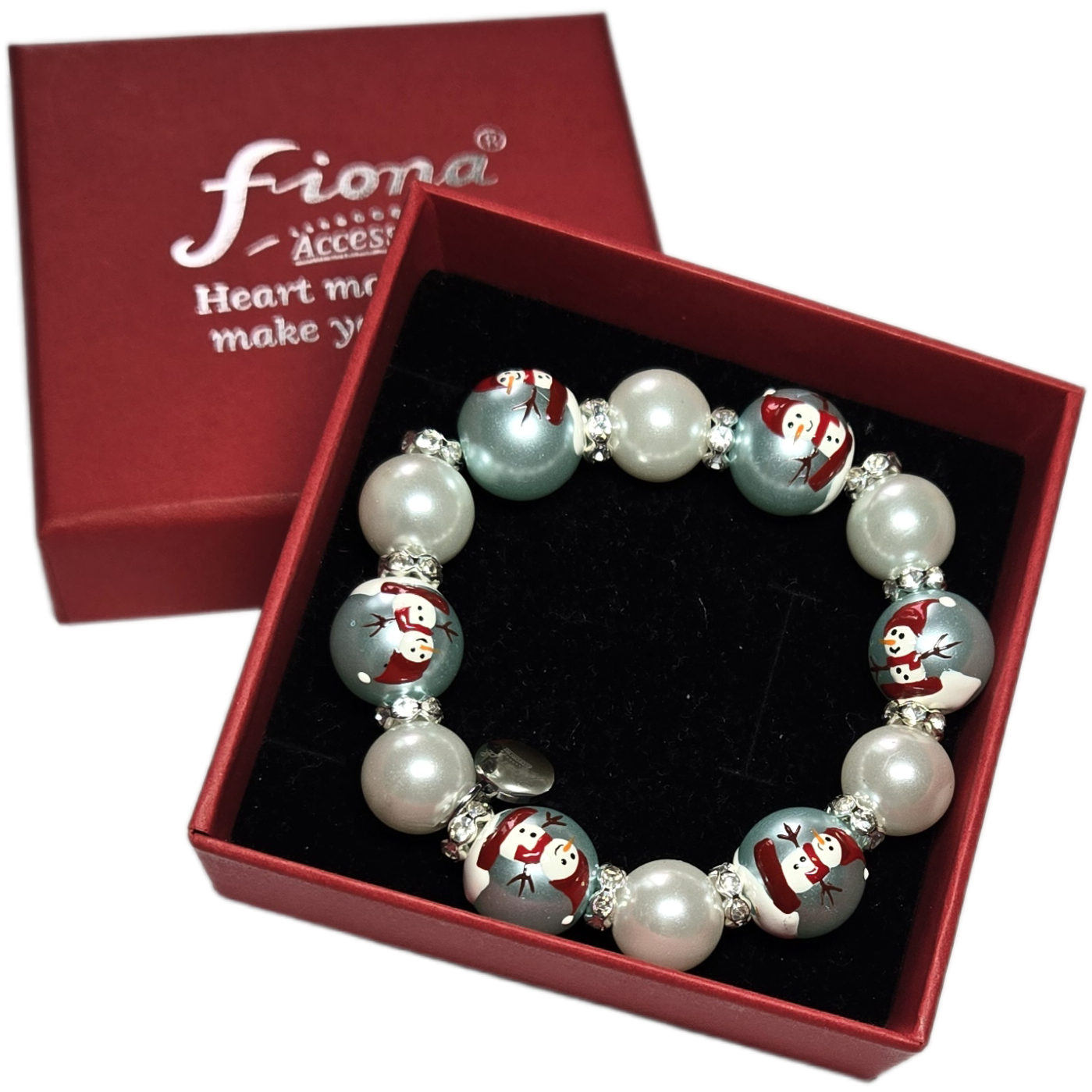 Fiona Accessories - Christmas Beaded Stretch Bracelet Holiday Gifts: Red Nutcracker