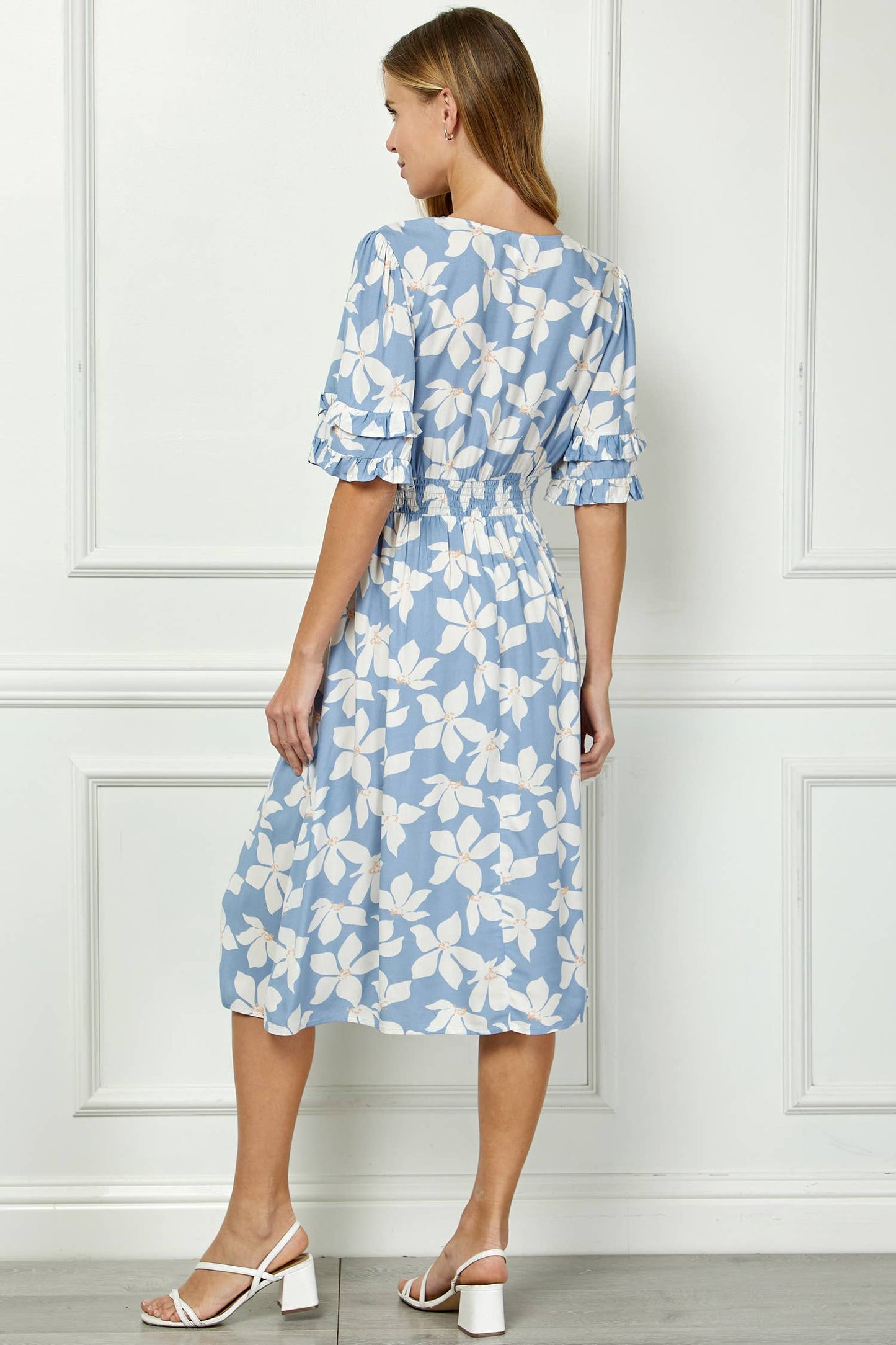 Winslow Collection - ELEGANT KIMONO INSPIRED SURPLICE DRESS  : BKCRM / M