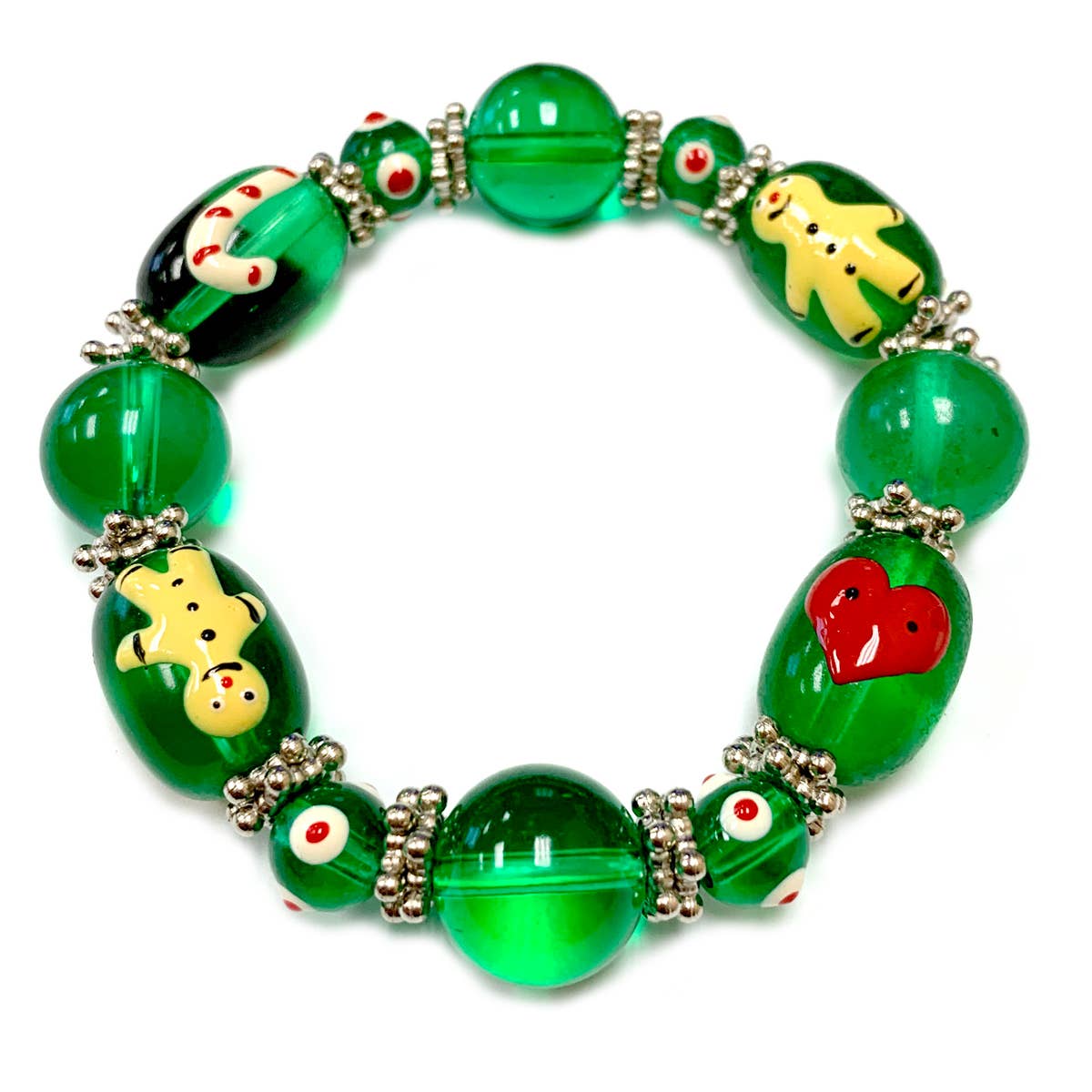 Fiona Accessories - Christmas Bracelet Painted Snowman Gift Tree Holiday Gifts: White Snowman