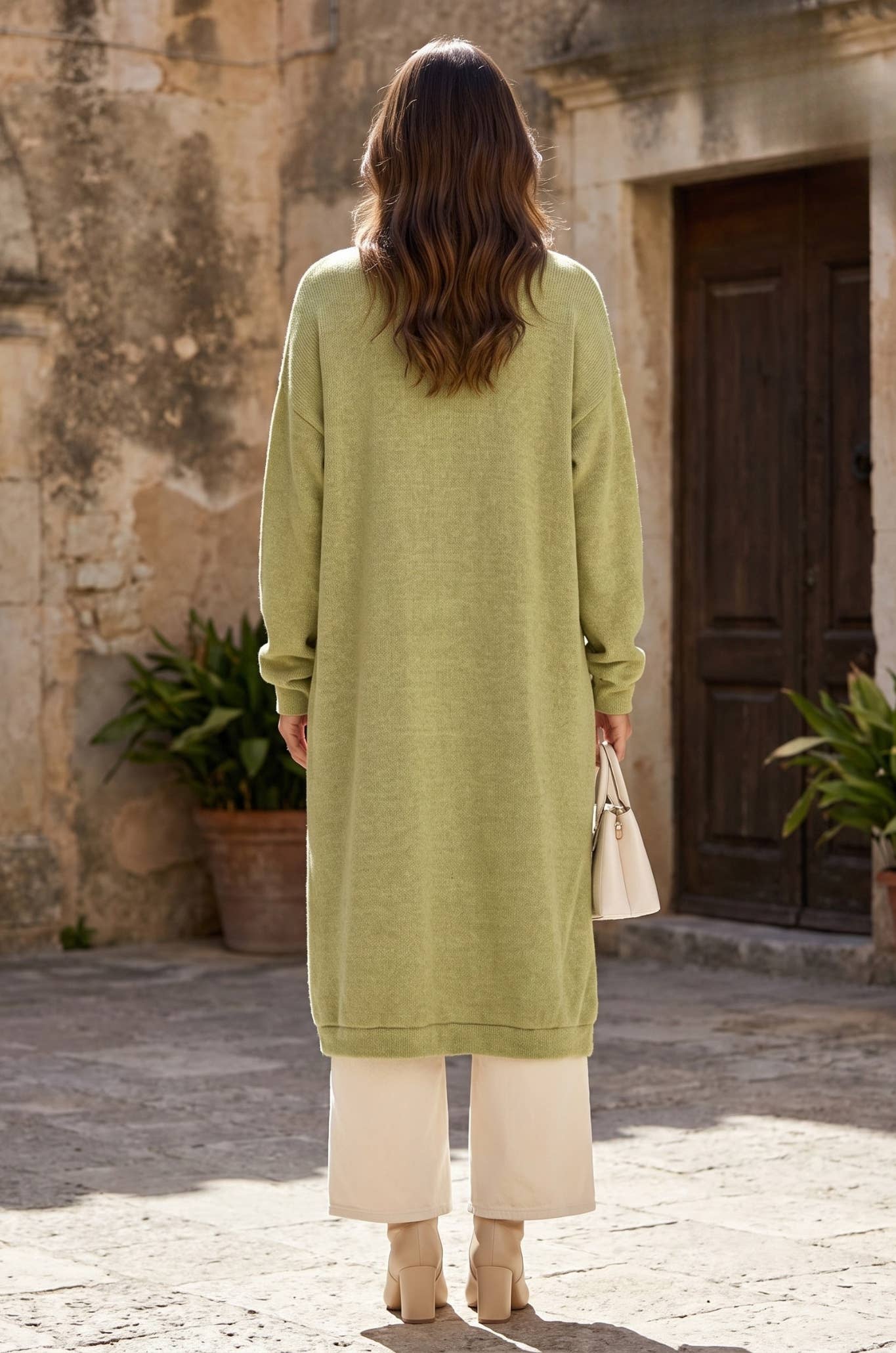 Dear Scarlett - Relaxed Long Cardigan: AVOCADO