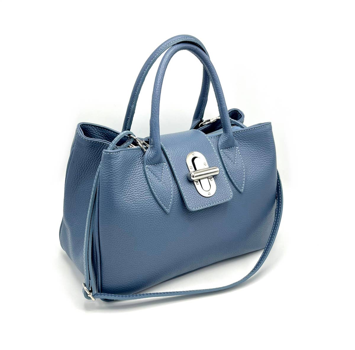 Suie Valentini srl - Leather shoulder bag, for women, made in Italy, art.112446: Dark Blue