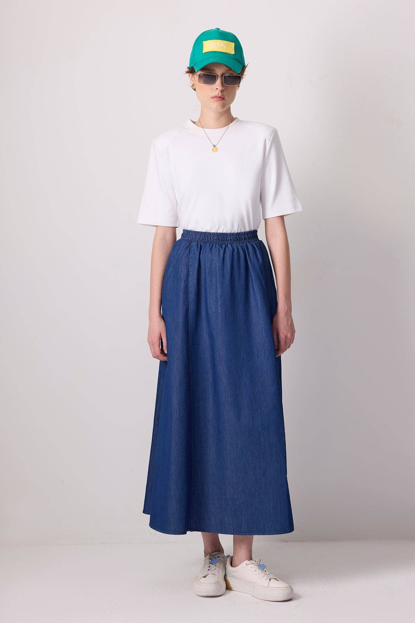 Touché Privé - ELASTIC WAIST DENIM-LOOK MAXI SKIRT