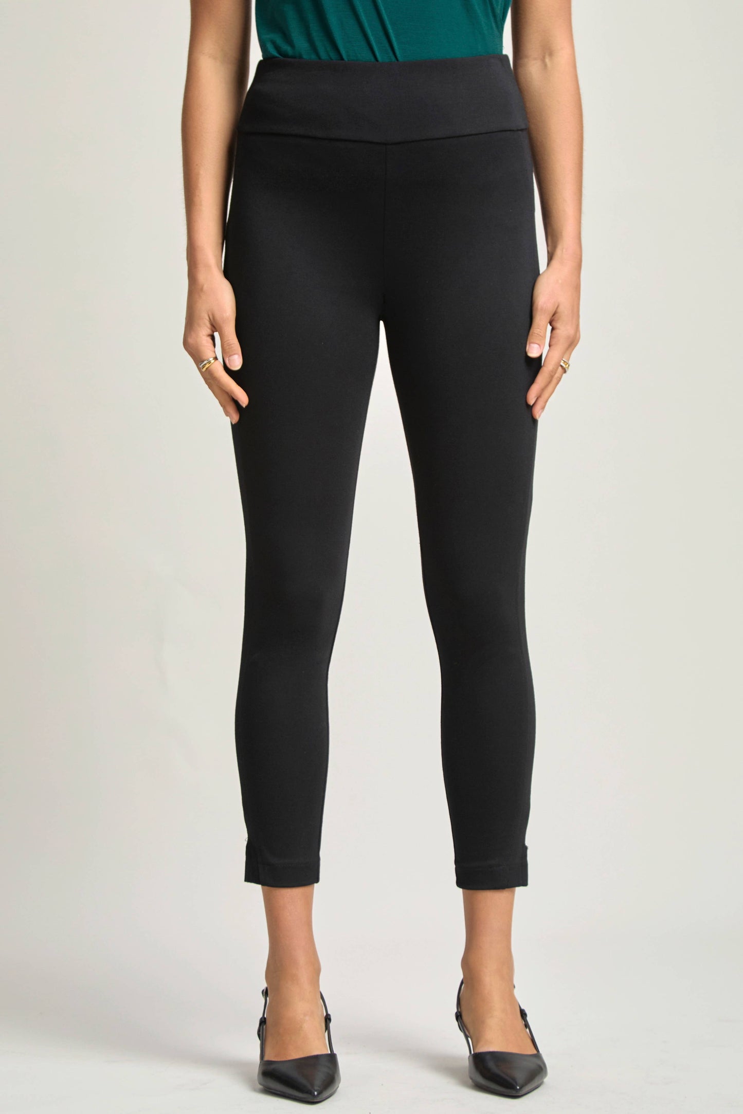 Dear Scarlett - High Waisted 26" Double Knit Ponte Pants: BLACK / L