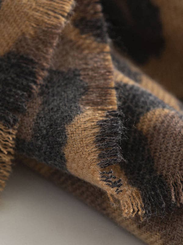 UZ Wholesale Store - Fringed Leopard Shawl&Scarf: LEOPARD / One_size