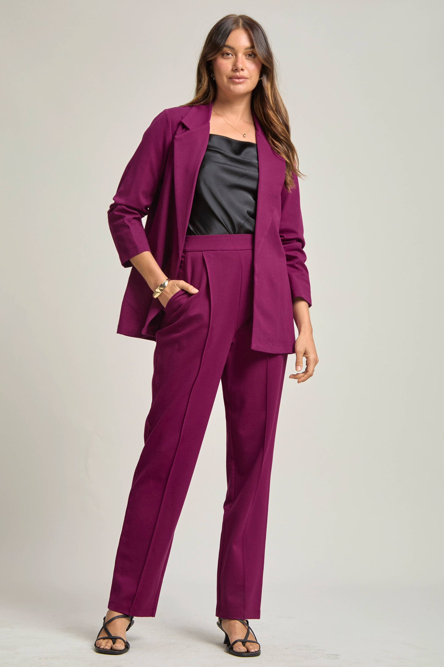 Dear Scarlett -  Magic 3/4 Sleeve Blazer: Black