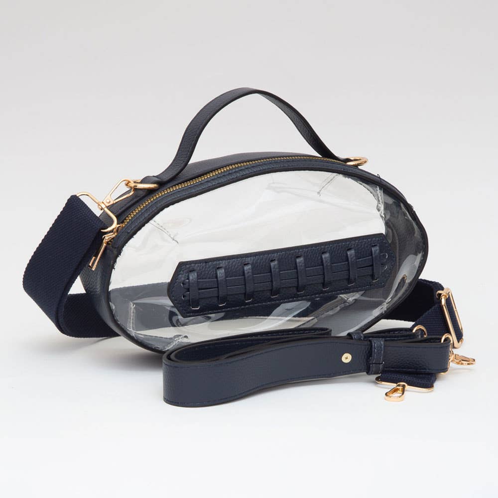 Sensibling Corp. - Football Shaped Transparent Crossbody Bag
: Brown