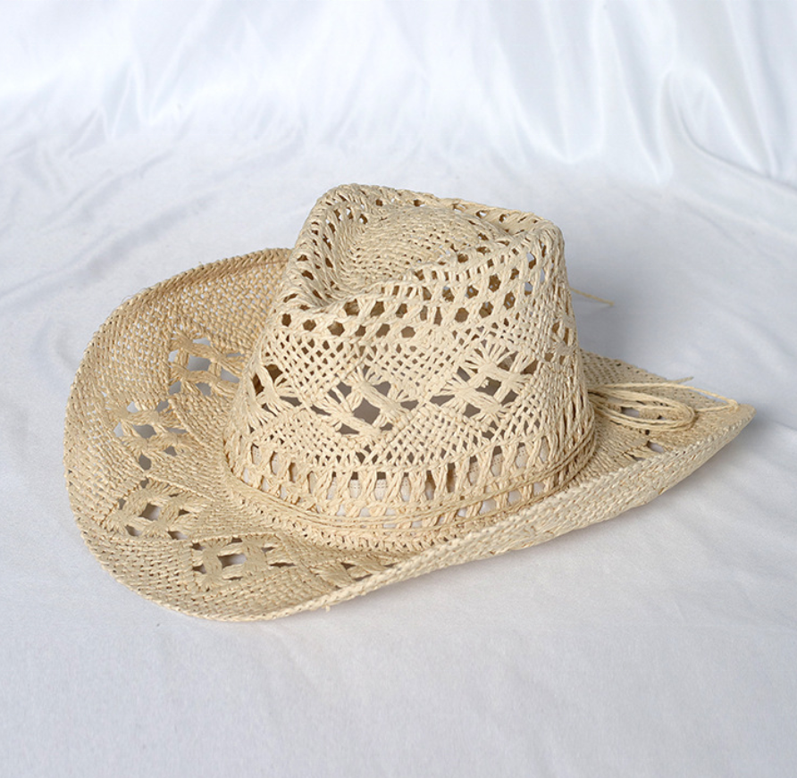 Syrrios Gifts LLC - Western Cowboy Cowgirl Straw Hat Sun Summer Beach Party: Cream