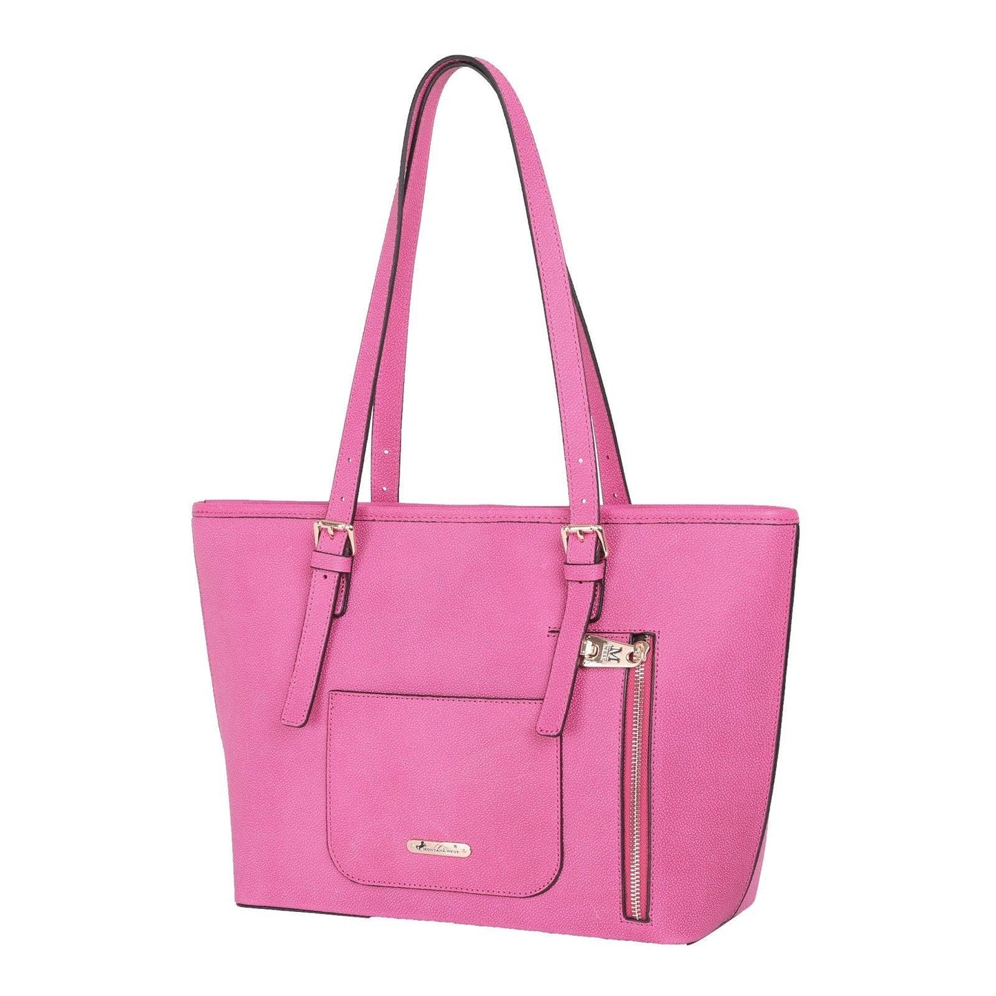Montana West - MWRG-036 Montana West Real Leather Pink Tote: Hot Pink