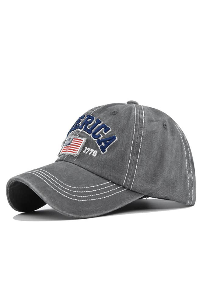 UNISHE - America Flag Embroidered Baseball Cap DXCB327: Navy / One Size