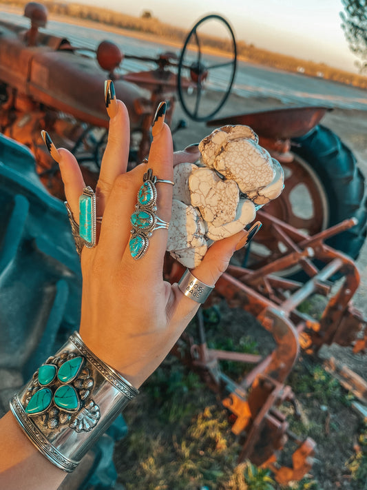 Marietta White Slab Stone Belt Buckle by Haute Southern Hyde