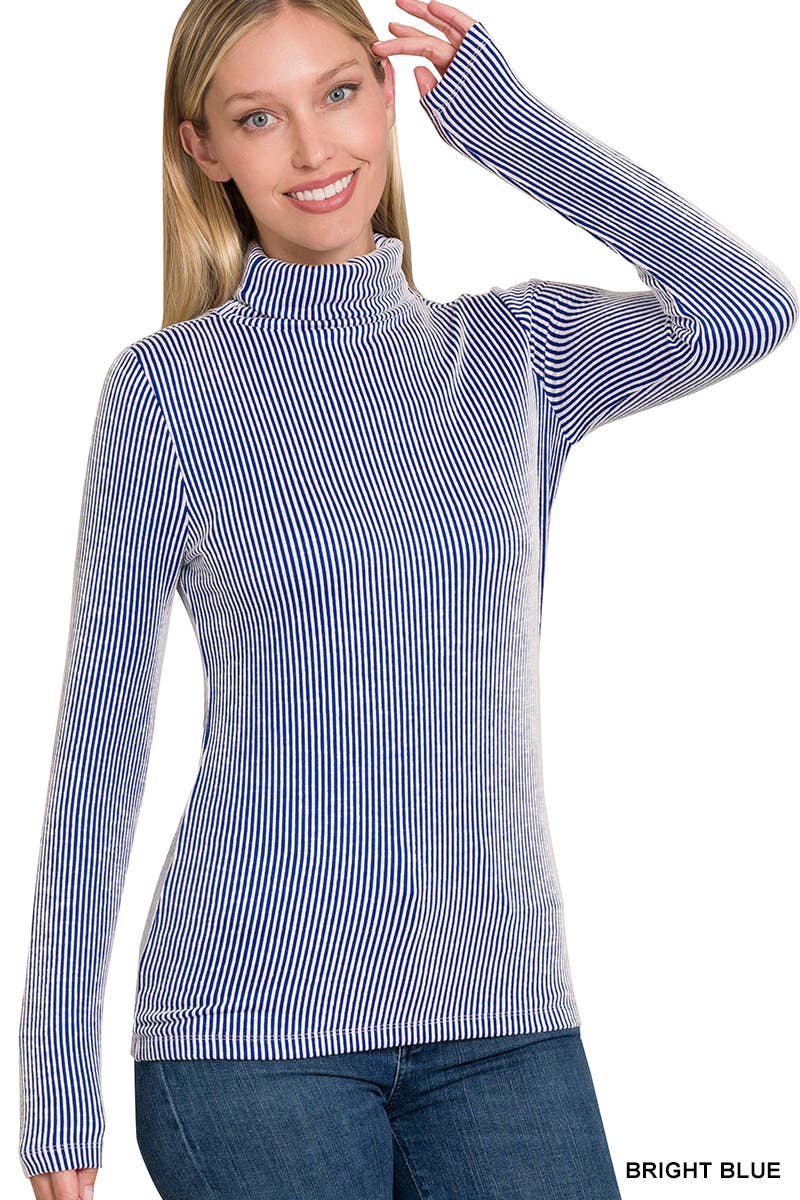 42POPS - 'Ribbed Turtle neck Top As shown: OCEAN BLUE-158159 / L